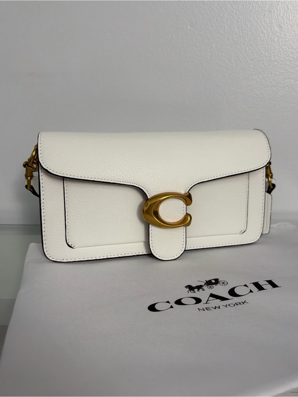 Coach White Leather Crossbody with Gold 'C' Accent